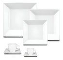 Set Platos 42 Piezas Cuadrados Porcelana Blanco Oxford